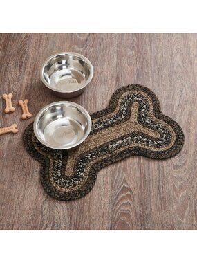 Espresso Indoor/Outdoor Pet Food Mat for Dogs & Cats - Small Bone Design